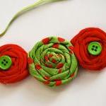 Christmas rosettes in green and red..