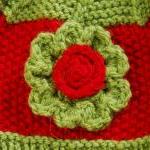 Handmade Knit Hat For Girls Ages 3-6y Red Green..